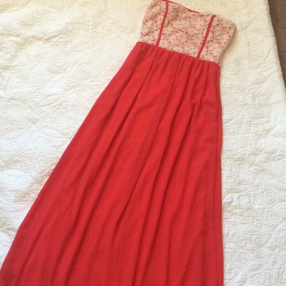 Lace Sweatheart Neck, Strapless Maxi Dress